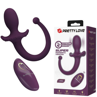 PRETTY LOVE - LIOEA PLUG ANAL CON COLA VIBRADOR 12 FUNCIONES COLOR MORADO CONTROL REMOTO