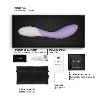 LELO - MONA TWIST VIBRADOR PARA PUNTO G RECARGABLE APP CONTROL LAVANDA LILA