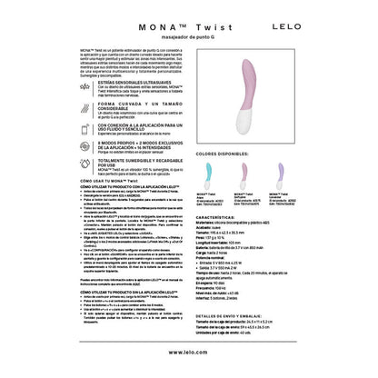 LELO - MONA TWIST VIBRADOR PARA PUNTO G RECARGABLE APP CONTROL LAVANDA LILA