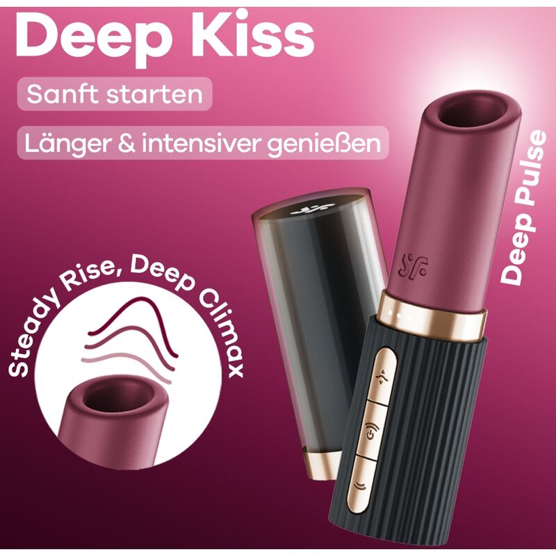 SATISFYER - DEEP KISS ESTIMULADOR CLÍTORIS POR ONDAS GRANATE / NEGRO