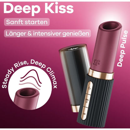 SATISFYER - DEEP KISS ESTIMULADOR CLÍTORIS POR ONDAS GRANATE / NEGRO