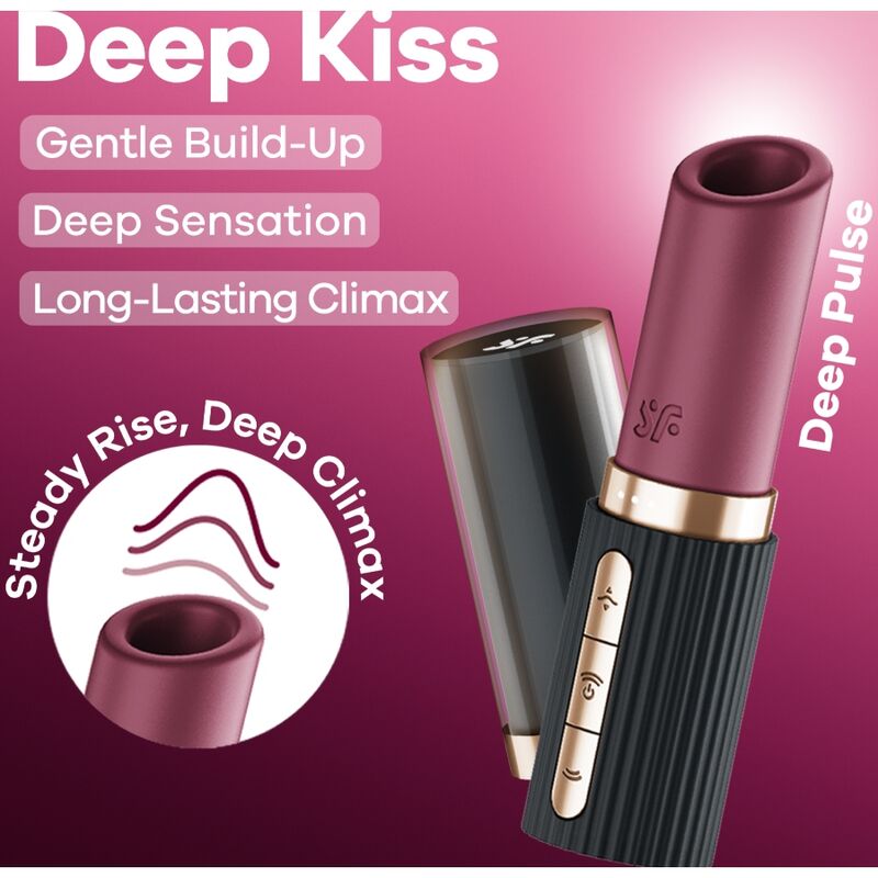 SATISFYER - DEEP KISS ESTIMULADOR CLÍTORIS POR ONDAS GRANATE / NEGRO