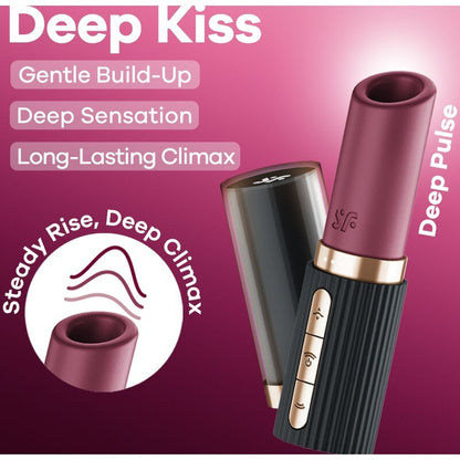 SATISFYER - DEEP KISS ESTIMULADOR CLÍTORIS POR ONDAS GRANATE / NEGRO
