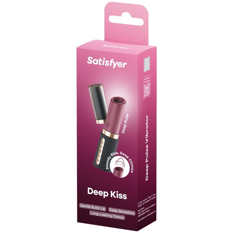 SATISFYER - DEEP KISS ESTIMULADOR CLÍTORIS POR ONDAS GRANATE / NEGRO