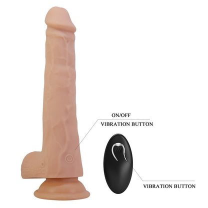 PRETTY LOVE - MILES DILDO VIBRADOR CON EMPUJE Y ROTACIÓN CONTROL REMOTO 23,5 CM Ø 4,8 CM COLOR NATURAL