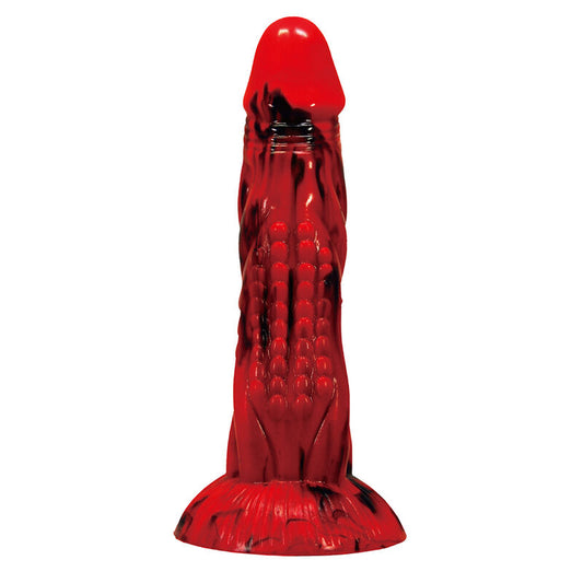 POWER MONSTERS - MINOTAUR DILDO FANTASÍA CON VENTOSA 21 CM Ø 5 CM ROJO Y NEGRO