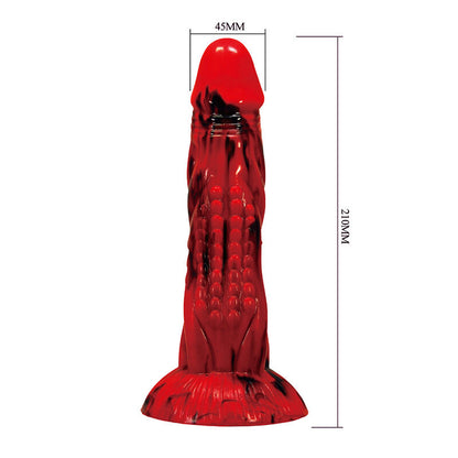POWER MONSTERS - MINOTAUR DILDO FANTASÍA CON VENTOSA 21 CM Ø 5 CM ROJO Y NEGRO