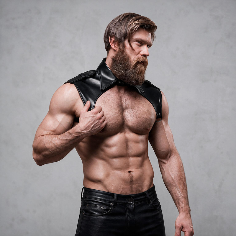 FETISH SUBMISSIVE ATTITUDE - ARNÉS BRIGADE AJUSTABLE ECOPIEL CUELLO HOMBRE
