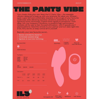 JE JOUE - ILY PANTY VIBE VIBRADOR ÍNTIMO CON CONTROL REMOTO
