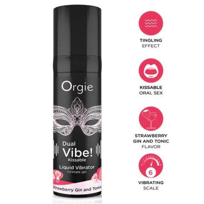 ORGIE - DUAL VIBE! GIN AND TONIC FRESA GEL ÍNTIMO BESABLE EFECTO VIBRANTE 15 ML