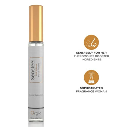 ORGIE - SENSFEEL EAU DE TOILETTE CON POTENCIADOR DE FEROMONAS TAMAÑO VIAJE PARA MUJER 10 ML