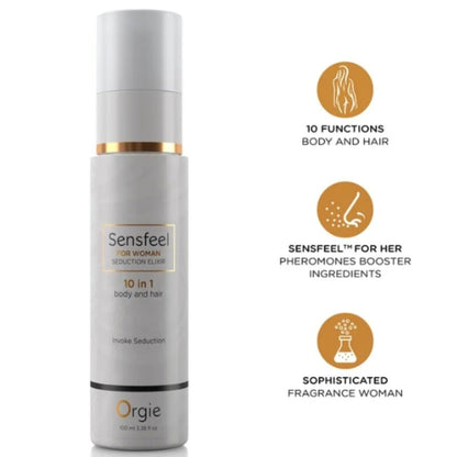 ORGIE - SENSFEEL ELIXIR DE SEDUCCIÓN PARA MUJER 10 EN 1 CUERPO Y CABELLO 100 ML