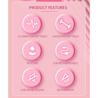 PRETTY LOVE - DUDEN VIBRADOR DE SILICONA RECARGABLE 12 MODOS DE VIBRACIÓN Y 3 MODOS DE BALANCEO ROSA