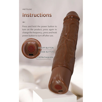PRETTY LOVE - KESSLER DILDO VIBRADOR REALISTA 10 MODOS DE VIBRAÇÃO E 10 DE IMPULSO 22 CM CASTANHO