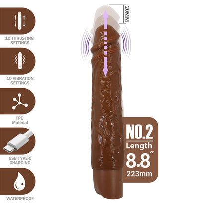 PRETTY LOVE - KESSLER DILDO VIBRADOR REALISTA 10 MODOS DE VIBRACIÓN Y 10 DE EMPUJE 22 CM MARRÓN