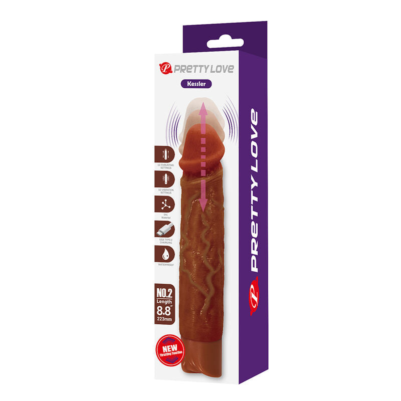 PRETTY LOVE - KESSLER DILDO VIBRADOR REALISTA 10 MODOS DE VIBRACIÓN Y 10 DE EMPUJE 22 CM MARRÓN