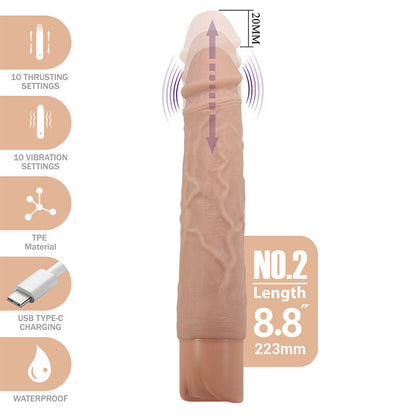 PRETTY LOVE - KESSLER DILDO VIBRADOR REALISTA 10 MODOS DE VIBRACIÓN Y 10 DE EMPUJE 22 CM NATURAL
