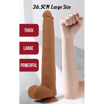 PRETTY LOVE - VIGGO DILDO REALISTA TACTO SUAVE CON PIEL DESLIZANTE 36,5 CM MARRÓN
