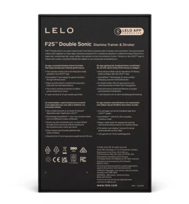 LELO - F2S DOUBLE SONIC MASTURBADOR MASCULINO CON DOBLE ESTIMULACIÓN SÓNICA ROJO
