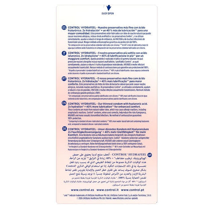 CONTROL - HYDRAFEEL PRESERVATIVOS ULTRAFINOS CON ÁCIDO HIALURÓNICO 10 UDS