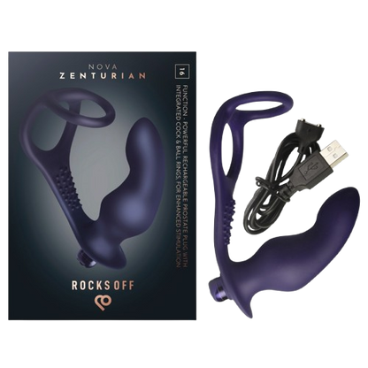 ROCKS-OFF - NOVA ZENTURIAN PLUG PROSTÁTICO VIBRADOR CON ANILLOS 16 MODOS AZUL OSCURO