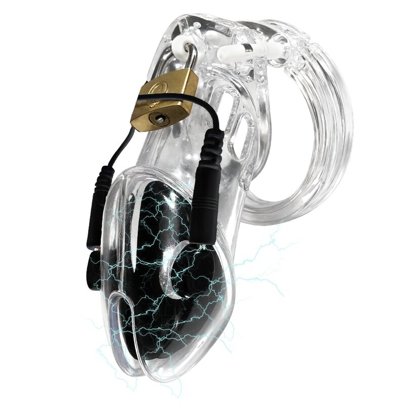 HIDDEN DESIRE - EXTREME PENIS GEAR JAULA DE CASTIDAD CON ELECTROESTIMULACIÓN Y CONTROL REMOTO TRANSPARENTE