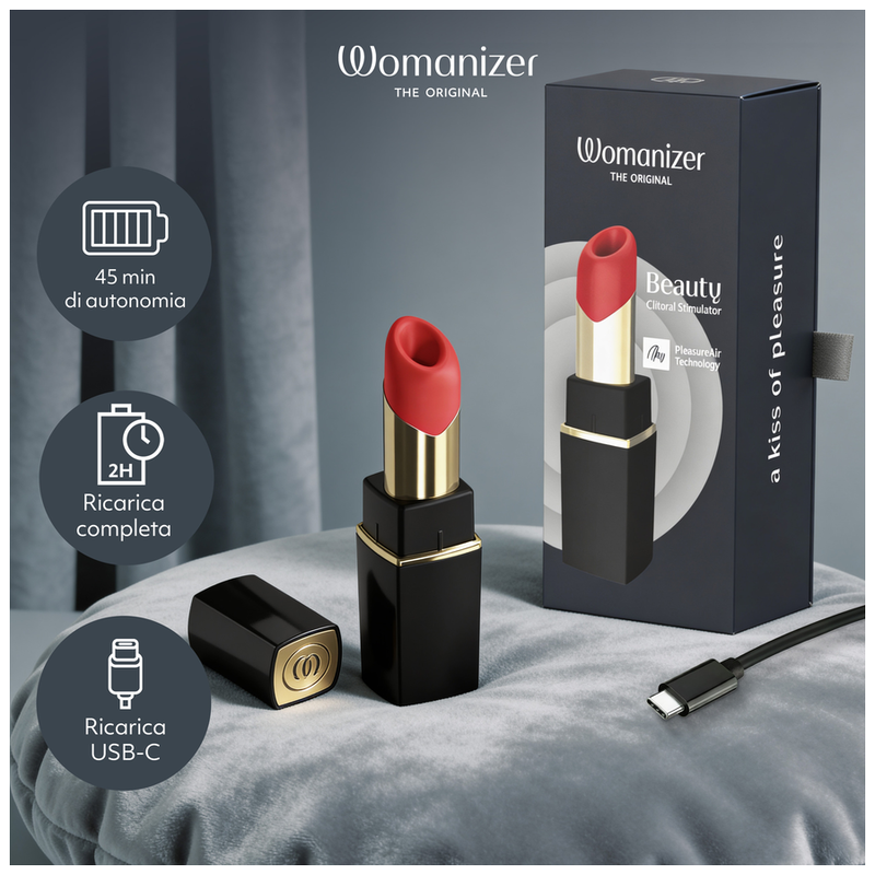 WOMANIZER - BEAUTY ESTIMULADOR DE CLÍTORIS POR SUCCIÓN 6 NIVELES NEGRO Y DORADO