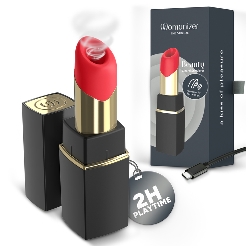 WOMANIZER - BEAUTY ESTIMULADOR DE CLÍTORIS POR SUCCIÓN 6 NIVELES NEGRO Y DORADO