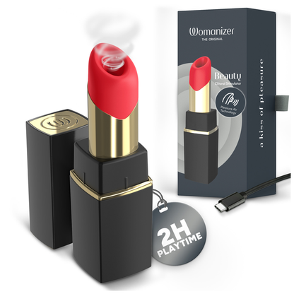 WOMANIZER - BEAUTY ESTIMULADOR DE CLÍTORIS POR SUCCIÓN 6 NIVELES NEGRO Y DORADO