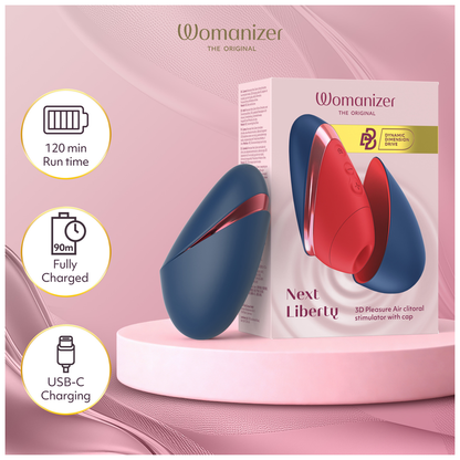 WOMANIZER - NEXT LIBERTY ESTIMULADOR DE CLÍTORIS 3D PLEASURE AIR AZUL/ROJO