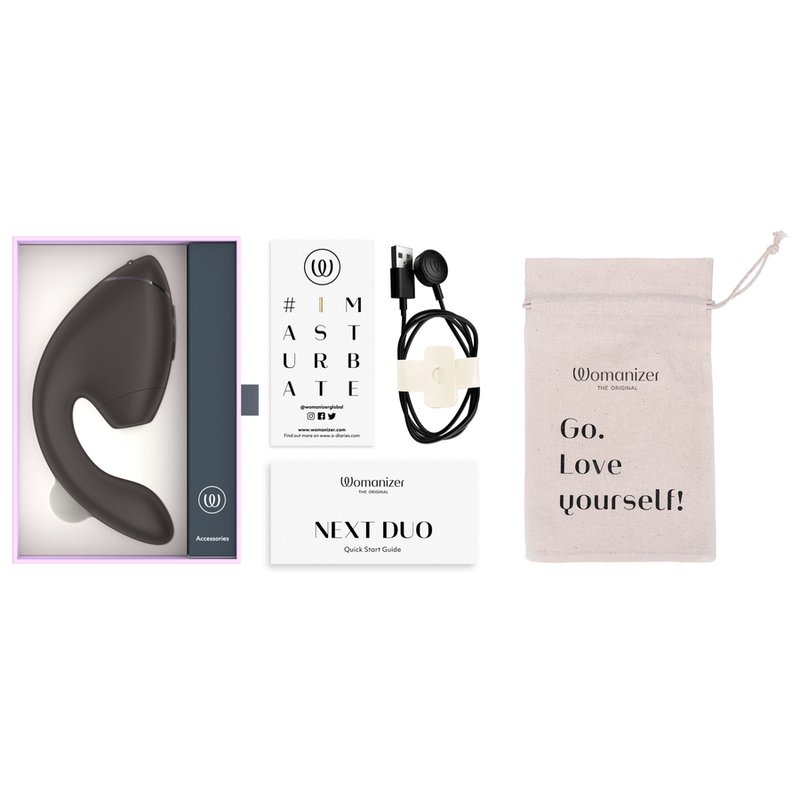 WOMANIZER - DUO NEXT ESTIMULADOR VIBRADOR DUPLO CLITÓRIS E PONTO G PRETO