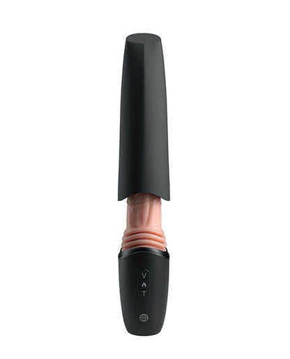 KING COCK PLUS - THRUSTING COCK PRO DILDO DE SILICONA CON EMPUJE VIBRACIÓN Y CALOR LIGHT 12,7 CM