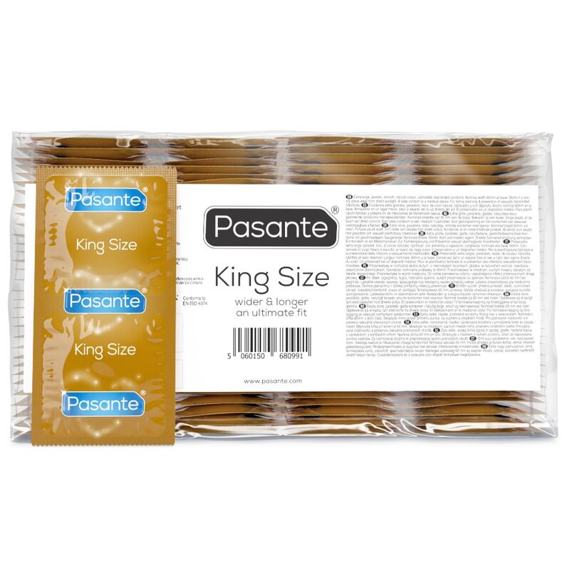 PASANTE - PRESERVATIVOS KING MS LARGOS Y ANCHOS BOLSA 144 UNIDADES