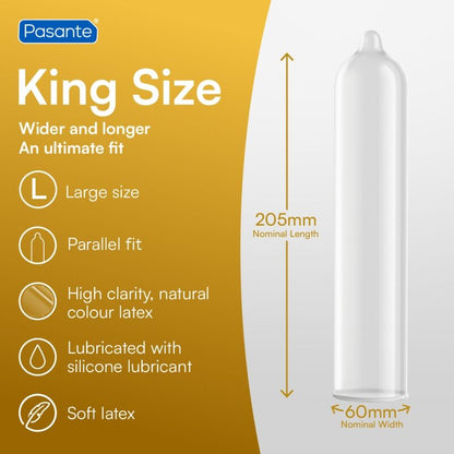 PASANTE - PRESERVATIVOS KING MS LARGOS Y ANCHOS BOLSA 144 UNIDADES