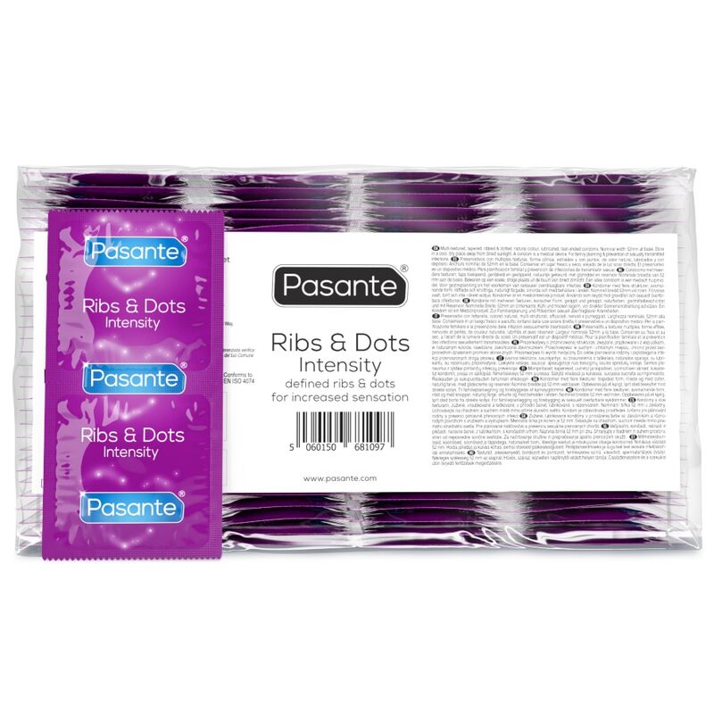 PASANTE - RIBS & DOTS PRESERVATIVOS INTENSITY 144 UNIDADES (BOLSA)