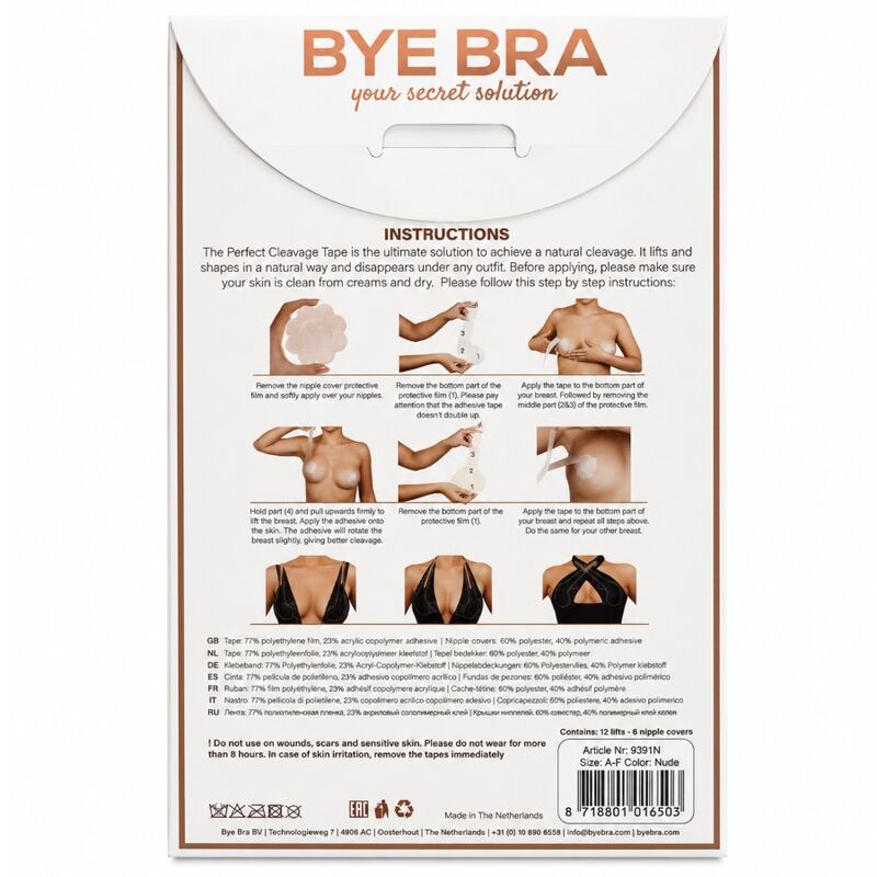 BYE-BRA - CINTA REALZADORA + CUBREPEZONES GRATIS COPA A-F
