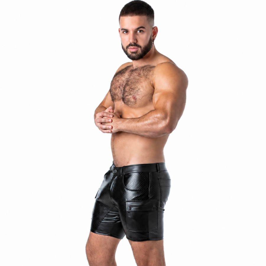 LOCKER GEAR - PUNCH HOLE LEATHERETTE PANTALÓN CORTO CARGO