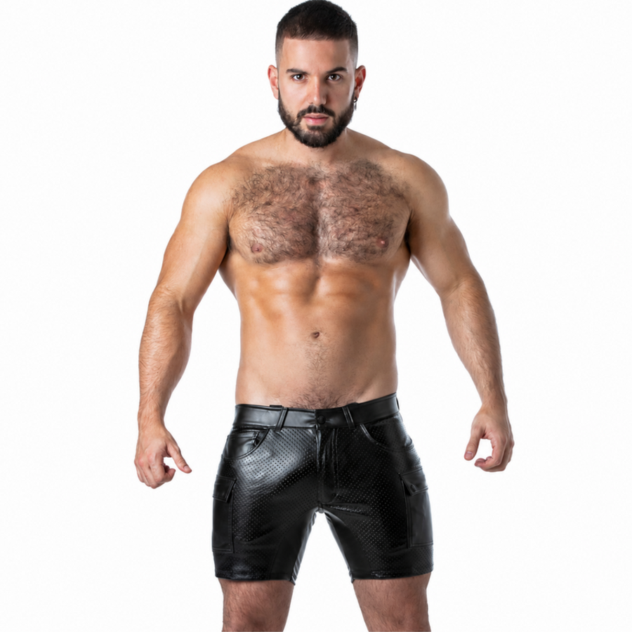 LOCKER GEAR - PUNCH HOLE LEATHERETTE PANTALÓN CORTO CARGO