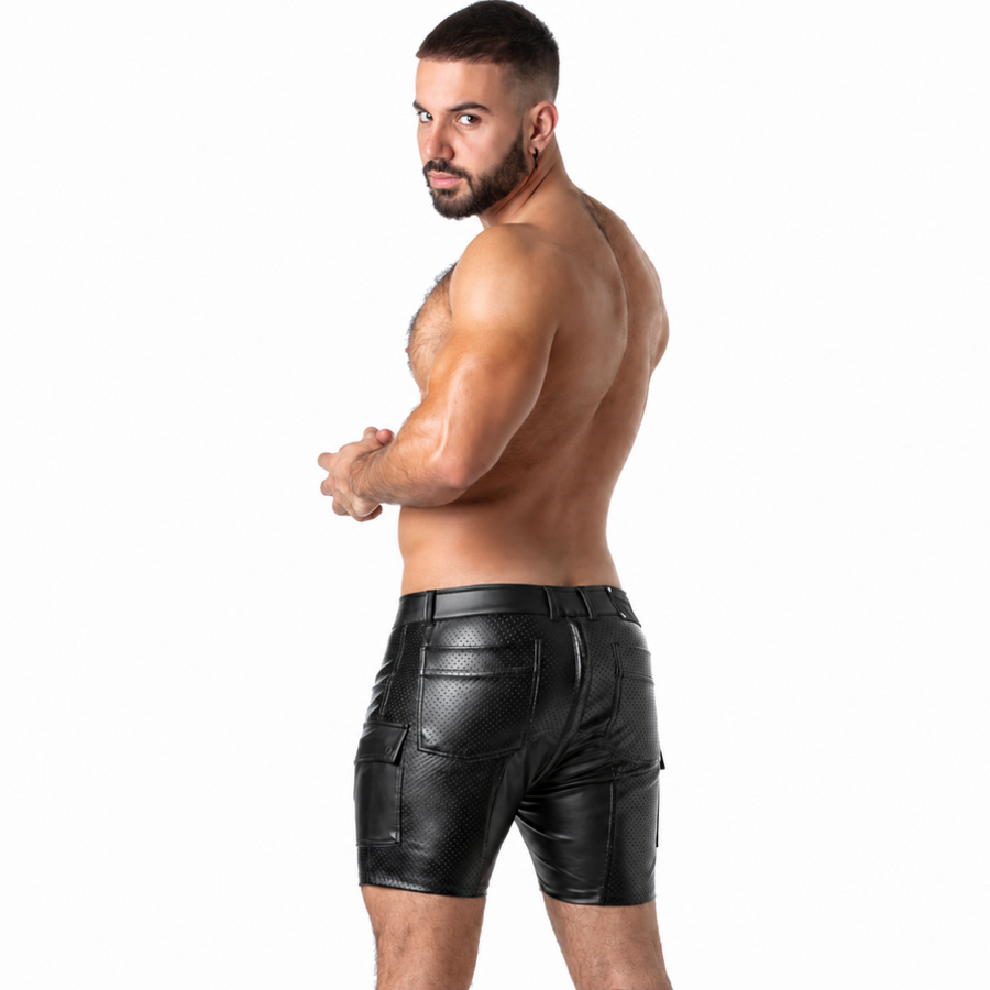 LOCKER GEAR - PUNCH HOLE LEATHERETTE PANTALÓN CORTO CARGO