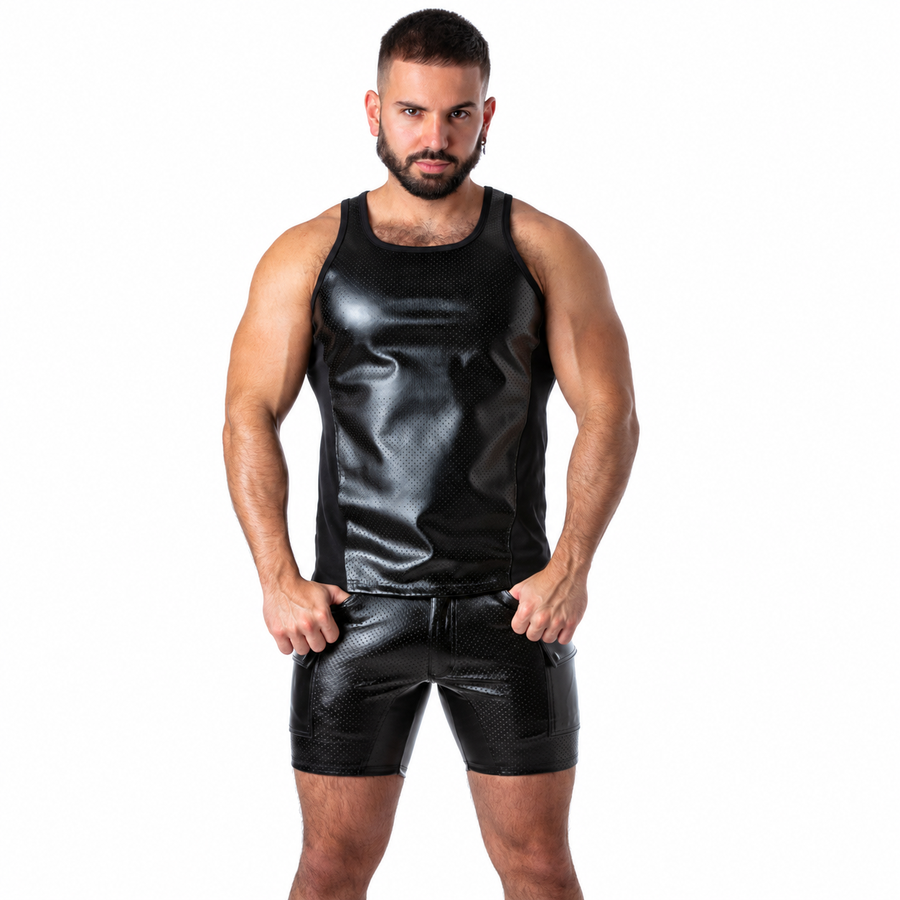 LOCKER GEAR - PUNCH HOLE LEATHERETTE CAMISETA DE TIRANTES