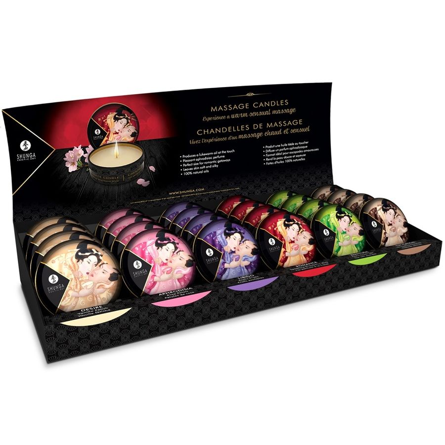 SHUNGA - MINI CARESS BY CANDLELIGHT DISPLAY + VELAS MASAJE 24 UDS