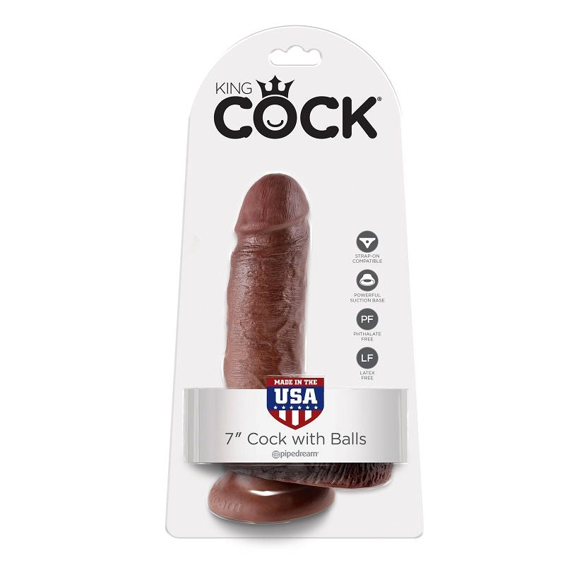 KING COCK - 7 PENE REALÍSTICO MARRÓN 17.8 CM
