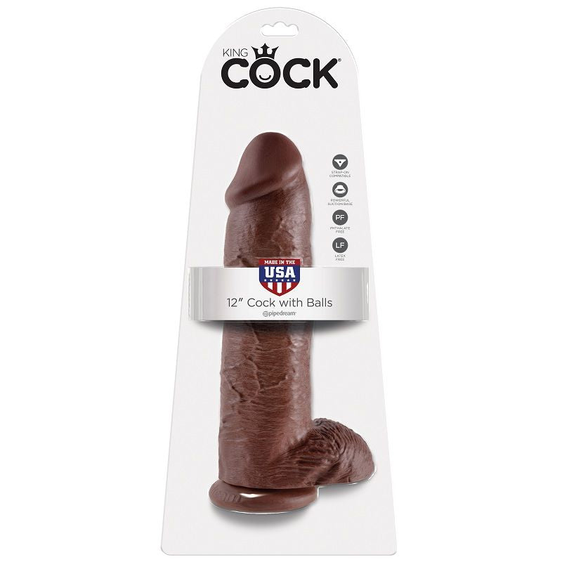 KING COCK - PENE REALÍSTICO MARRÓN 30.48 CM