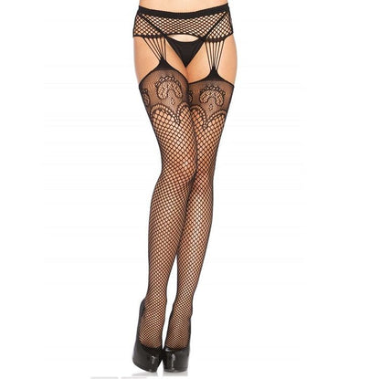 LEG AVENUE - FISHNET STOCKINGS WITH GARTERS