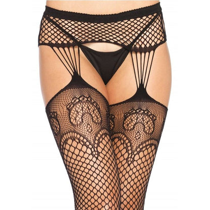 LEG AVENUE - FISHNET STOCKINGS WITH GARTERS