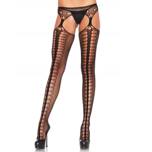 LEG AVENUE - EXCLUSIVE BLACK STOCKINGS WITH GARTER BELT