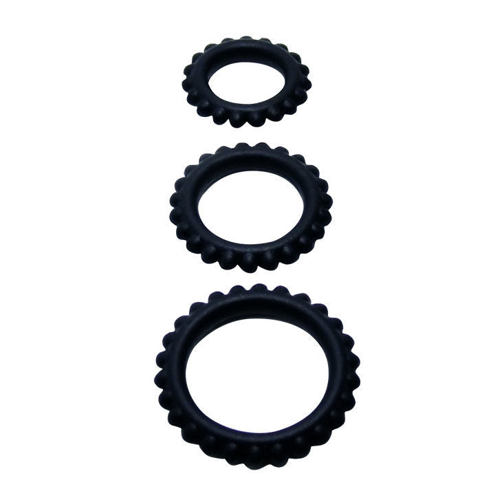 BALL - TITAN SET 3 PCS COCK RING BLACK 2.8 + 2.4 + 1.9 CM