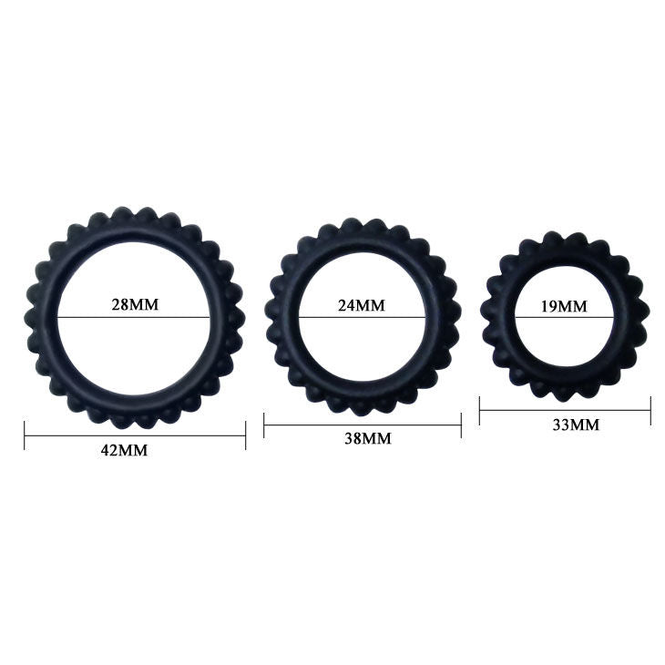 BAILE - TITAN SET 3 ST KOCKRING SVART 2,8 + 2,4 + 1,9 CM