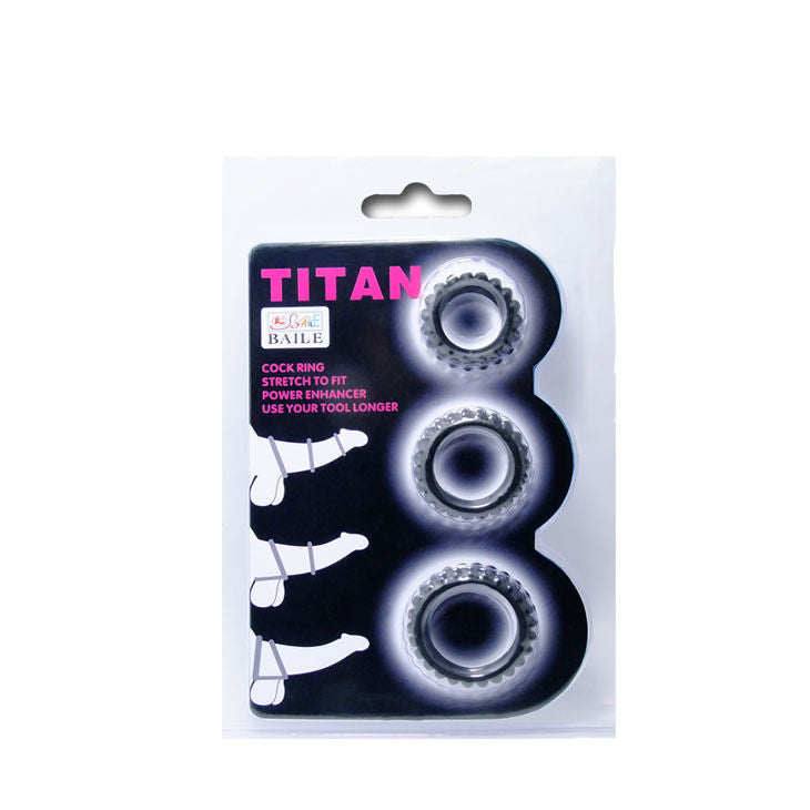 BAILE - TITAN SET 3 ST KOCKRING SVART 2,8 + 2,4 + 1,9 CM