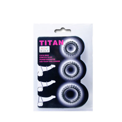 BALL - TITAN SET 3 PCS COCK RING BLACK 2.8 + 2.4 + 1.9 CM